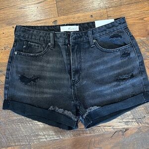 Kancan Women's Black Denim Distressed Shorts